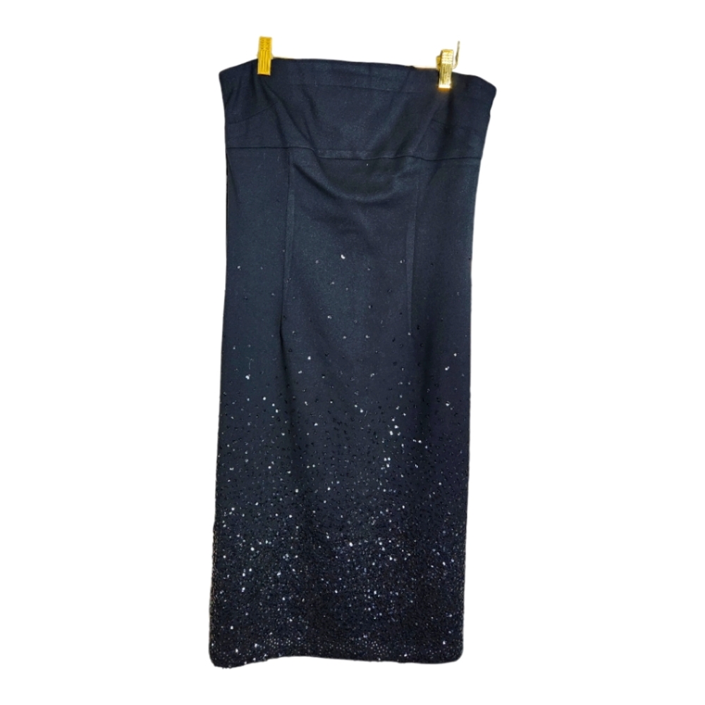 Anthropologie Ruth brand cascading sequins strapless black dress size 6